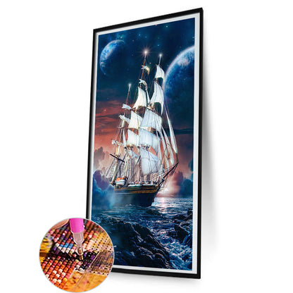 Sailing Boat - Full Round Drill Diamond Painting 40*80CM