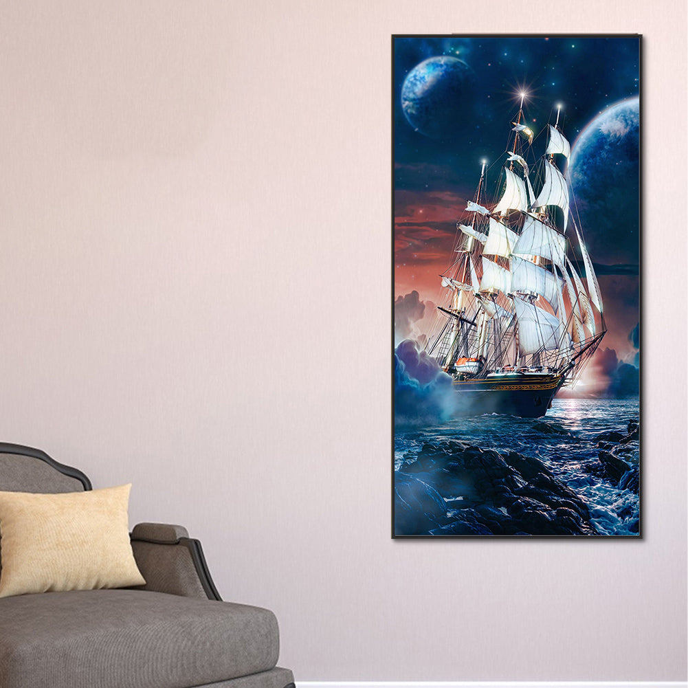 Sailing Boat - Full Round Drill Diamond Painting 40*80CM