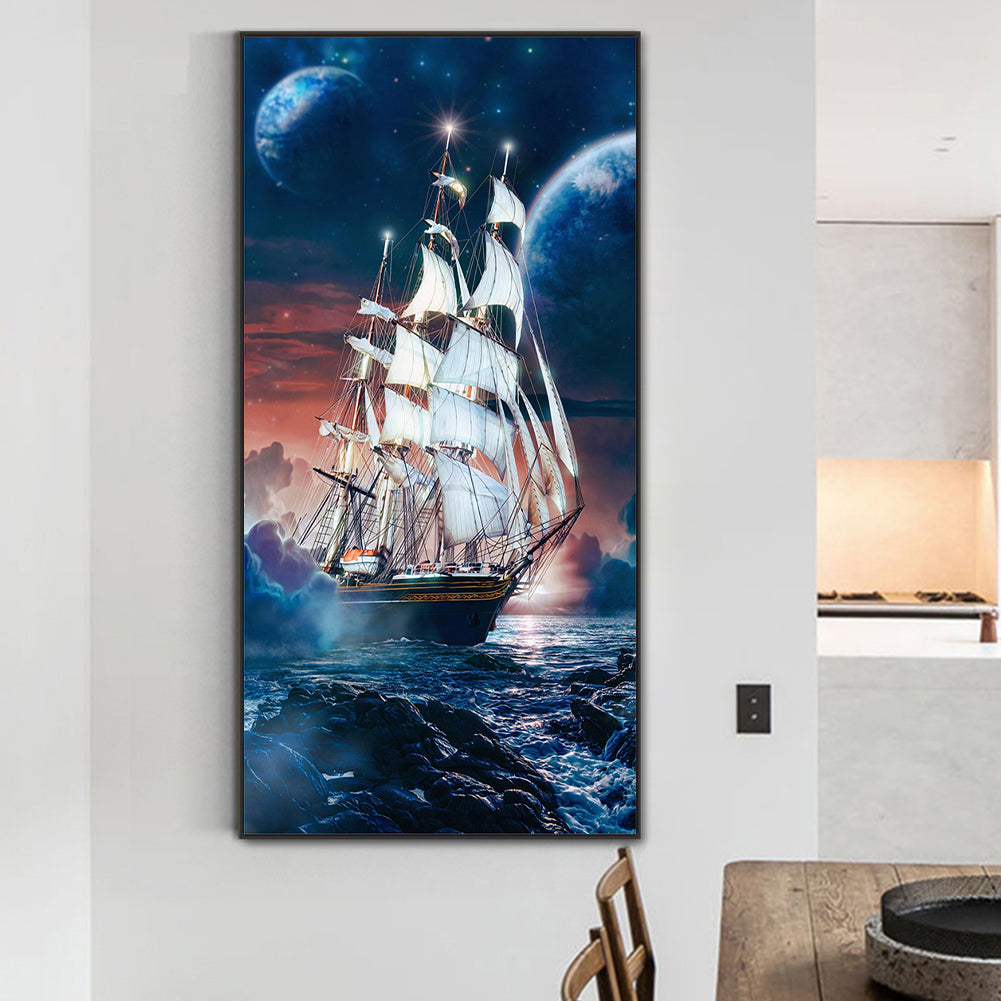 Sailing Boat - Full Round Drill Diamond Painting 40*80CM