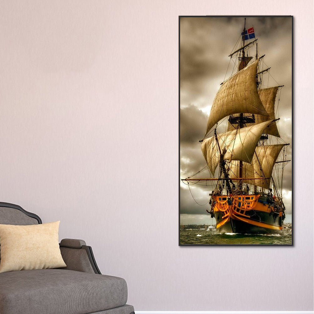 Sailing Boat - Full Round Drill Diamond Painting 40*80CM