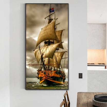 Sailing Boat - Full Round Drill Diamond Painting 40*80CM