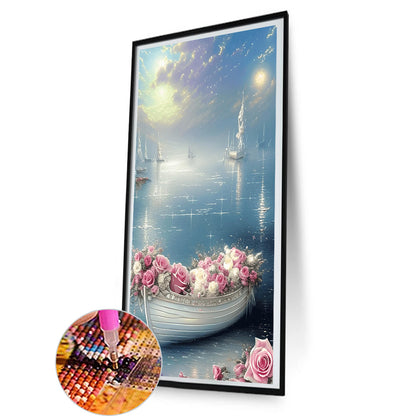 Dream Flower Boat - Full Round Drill Diamond Painting 40*80CM