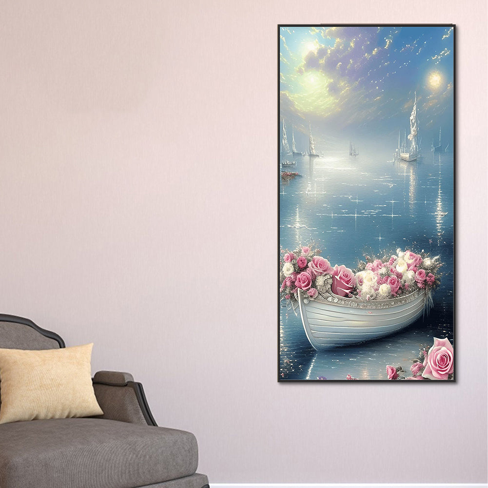 Dream Flower Boat - Full Round Drill Diamond Painting 40*80CM