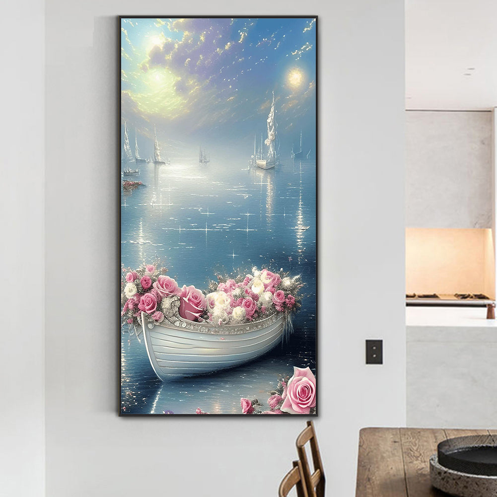 Dream Flower Boat - Full Round Drill Diamond Painting 40*80CM