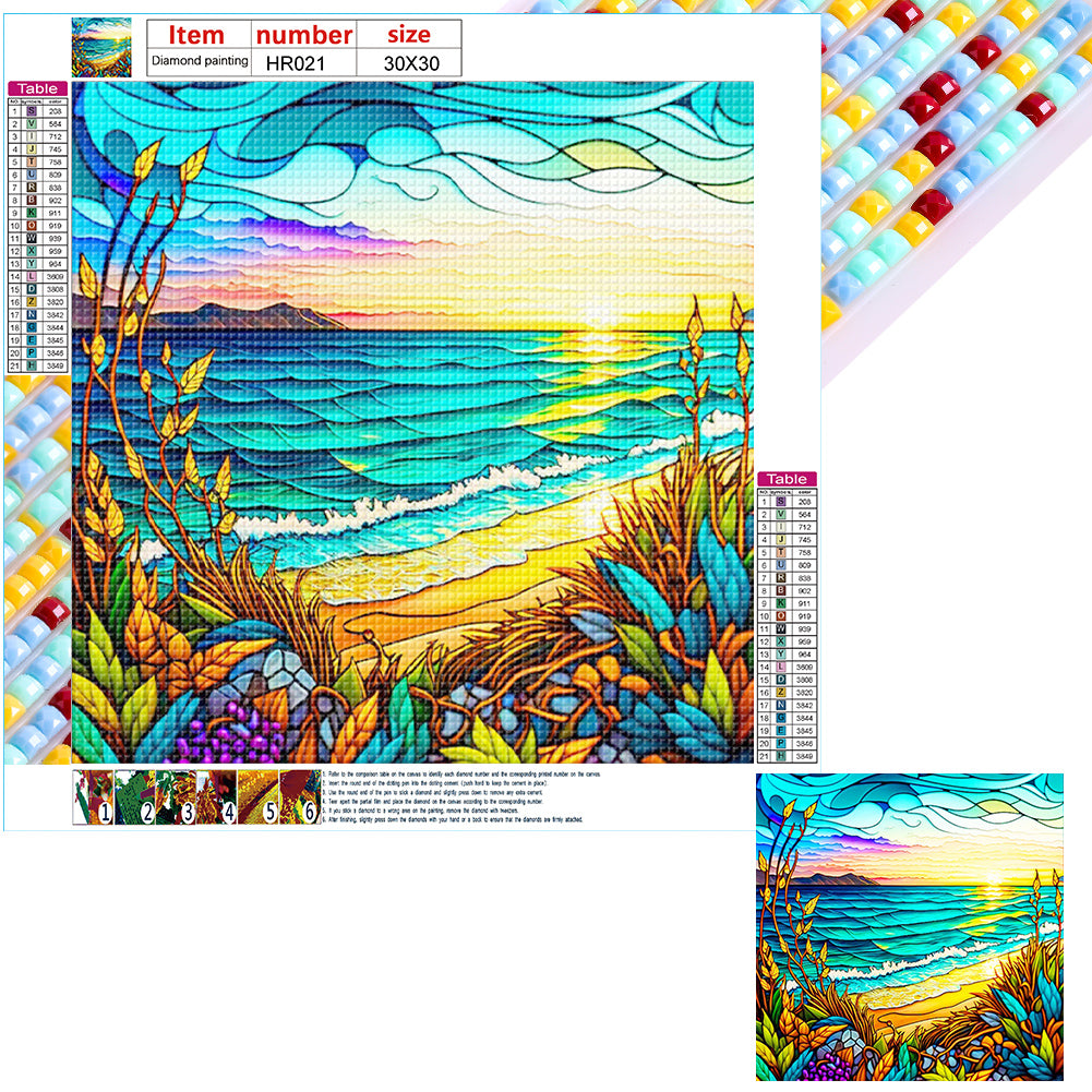 Grass And Sea - Full Round Drill Diamond Painting 30*30CM