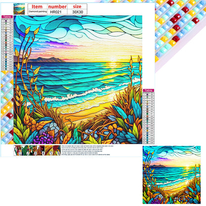 Grass And Sea - Full Round Drill Diamond Painting 30*30CM