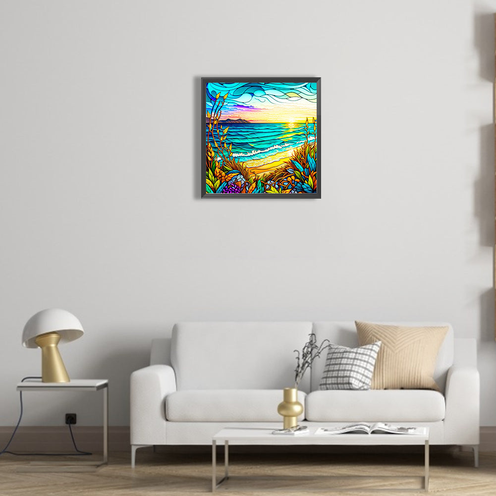 Grass And Sea - Full Round Drill Diamond Painting 30*30CM