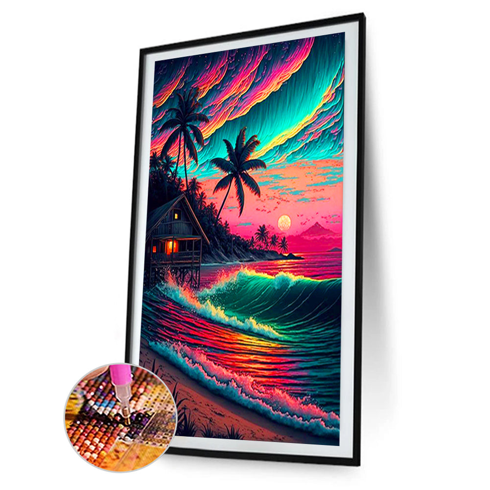 Sunset Seaside Scenery - Full Round Drill Diamond Painting 60*100CM