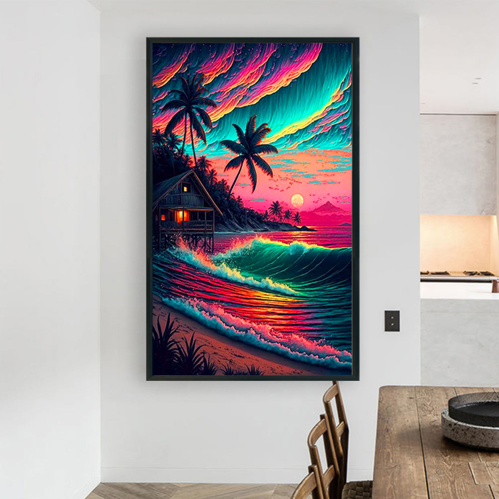 Sunset Seaside Scenery - Full Round Drill Diamond Painting 60*100CM