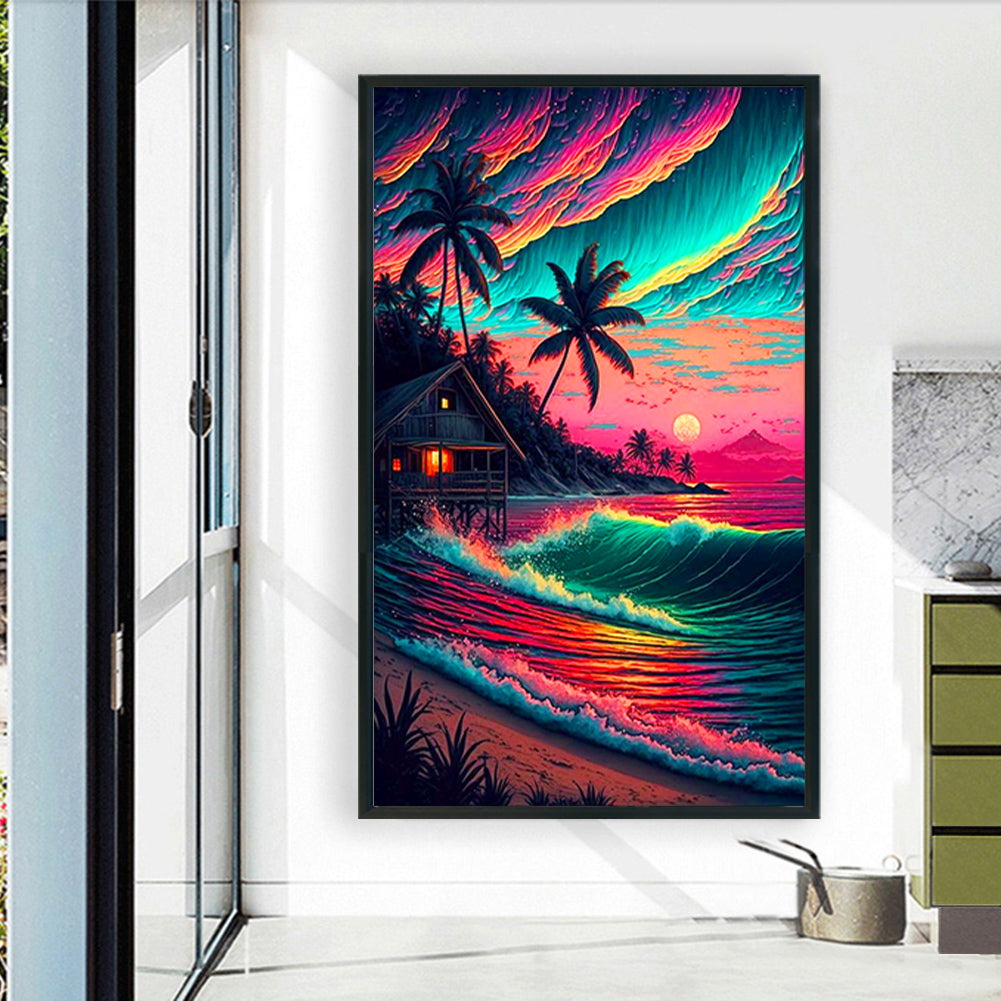 Sunset Seaside Scenery - Full Round Drill Diamond Painting 60*100CM