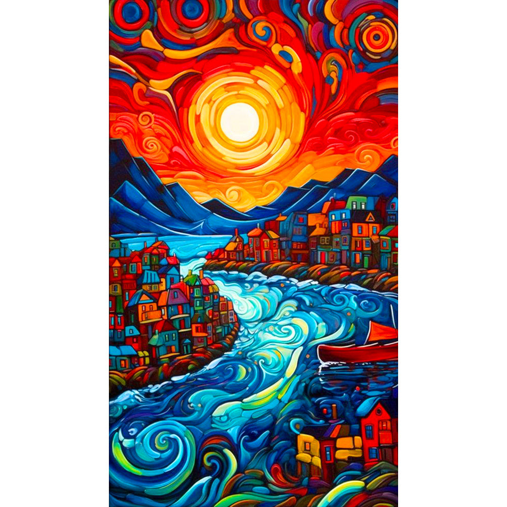 Stream Mountains - Full Round Drill Diamond Painting 40*70CM