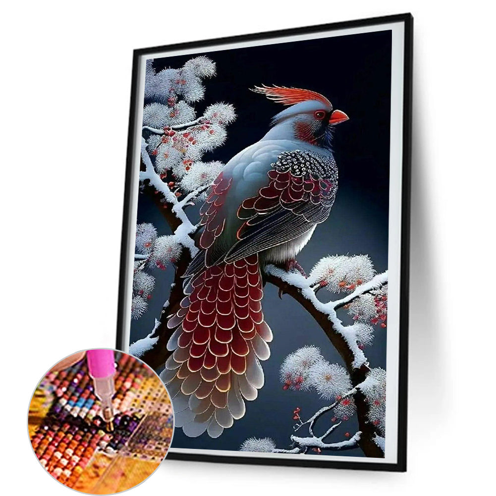 Snow Branch Sparrow - Full Round Drill Diamond Painting 45*80CM