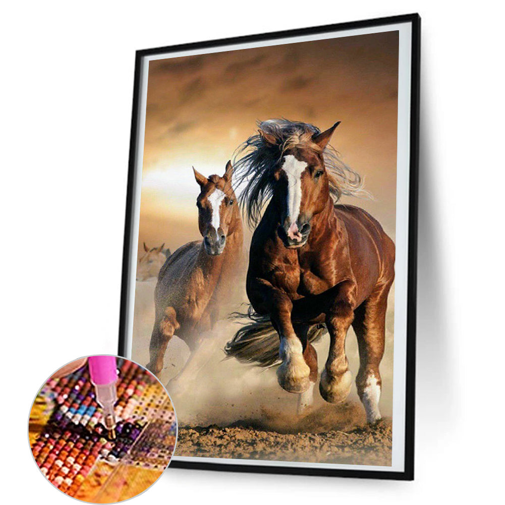 Fly Two Wild Horses - Full Round Drill Diamond Painting 45*80CM