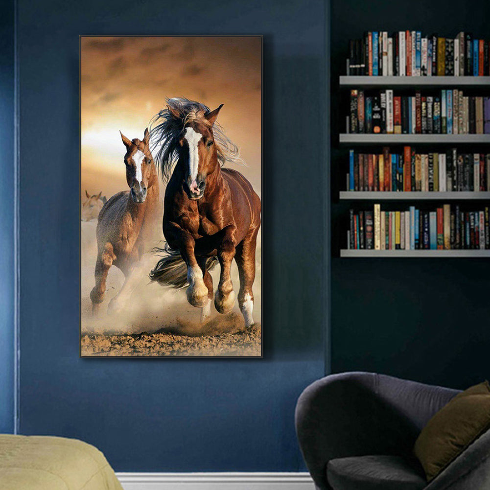 Fly Two Wild Horses - Full Round Drill Diamond Painting 45*80CM