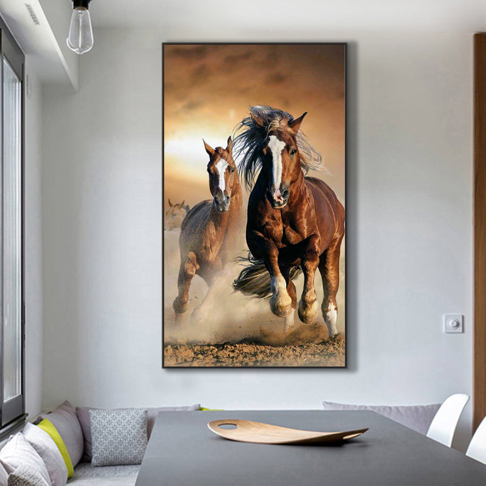 Fly Two Wild Horses - Full Round Drill Diamond Painting 45*80CM