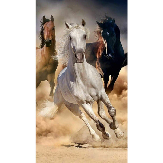 Three Galloping Wild Horses - Full Round Drill Diamond Painting 45*80CM