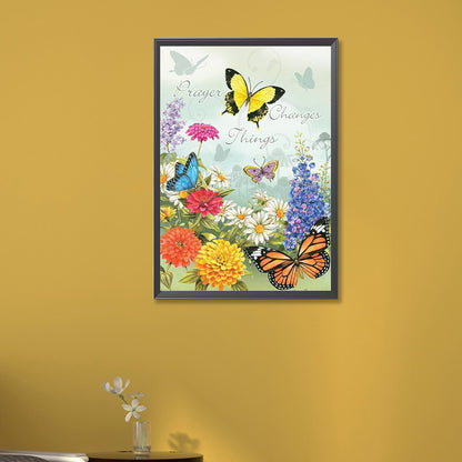 Flowers And Butterflies - Full Round Drill Diamond Painting 35*50CM