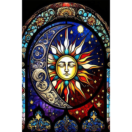 Sun And Moon Glass Painting - Full Round Drill Diamond Painting 40*60CM