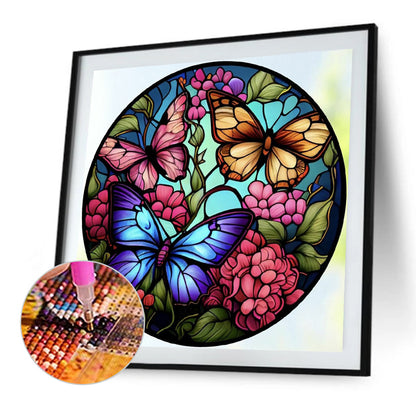 Butterfly Glass Painting - Full Round Drill Diamond Painting 40*40CM