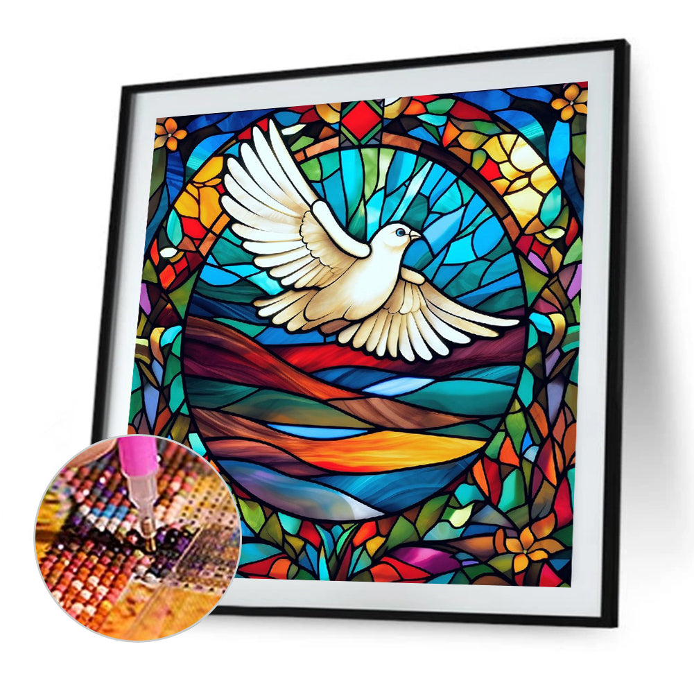 Flying Pigeon Glass Painting - Full Round Drill Diamond Painting 40*40CM