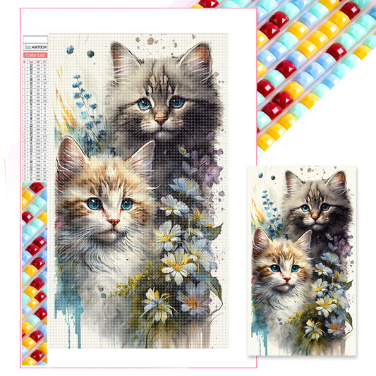 Watercolor Cat - Full Square Drill Diamond Painting 40*70CM