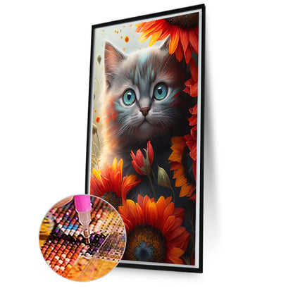 Sunflower Cat - Full Square Drill Diamond Painting 40*70CM