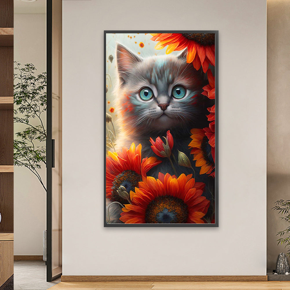 Sunflower Cat - Full Square Drill Diamond Painting 40*70CM