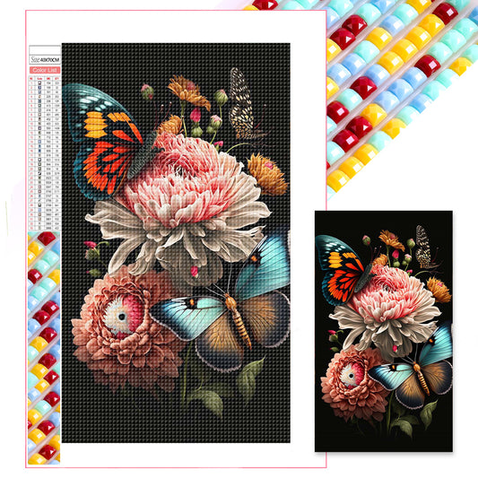 Flowers Butterfly - Full Square Drill Diamond Painting 40*70CM