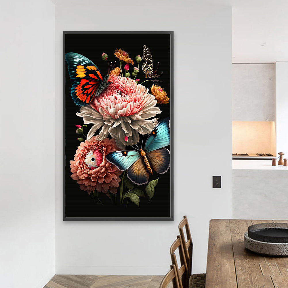 Flowers Butterfly - Full Square Drill Diamond Painting 40*70CM