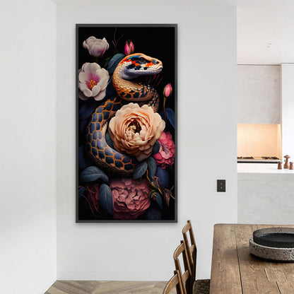 Snake And Flowers - Full Square Drill Diamond Painting 40*80CM