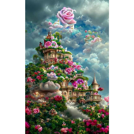 Dream Flower Castle - Full Round Drill Diamond Painting 50*80CM