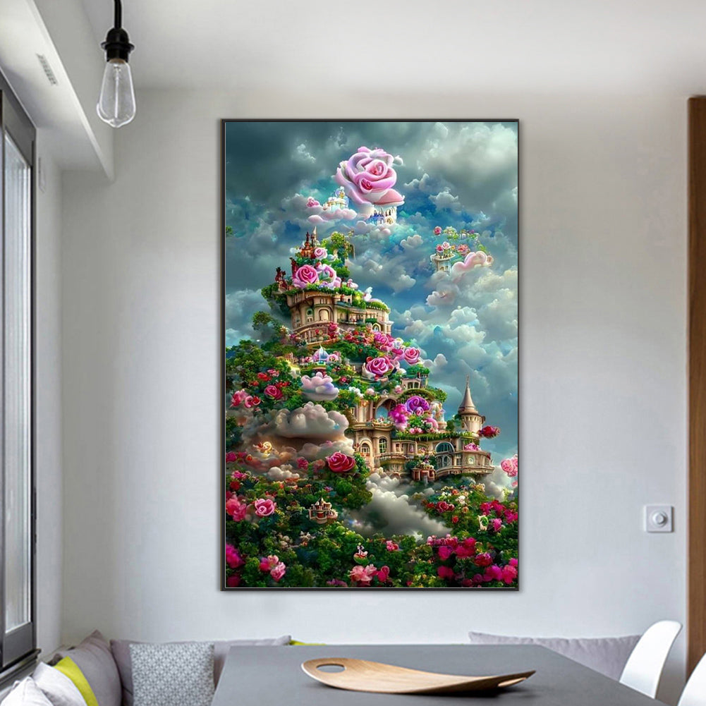 Dream Flower Castle - Full Round Drill Diamond Painting 50*80CM