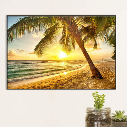 Beach Coconut Tree - Full Round Drill Diamond Painting 60*40CM