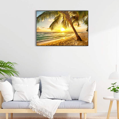 Beach Coconut Tree - Full Round Drill Diamond Painting 60*40CM