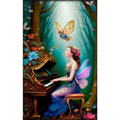 Girl Playing The Piano - Full Round Drill Diamond Painting 30*50CM