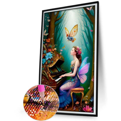 Girl Playing The Piano - Full Round Drill Diamond Painting 30*50CM