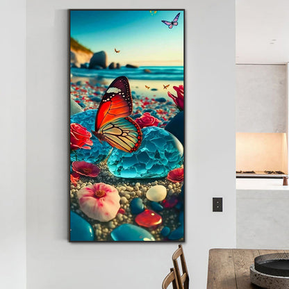 Pebbles And Butterflies - Full Round Drill Diamond Painting 40*80CM