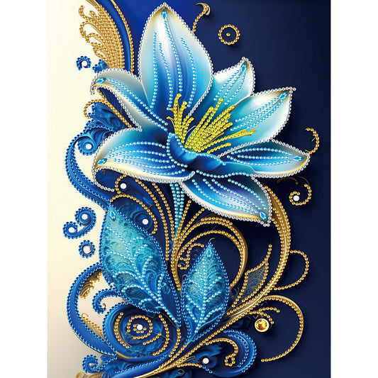 Blue Flower - Special Shaped Drill Diamond Painting 30*40CM