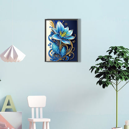 Blue Flower - Special Shaped Drill Diamond Painting 30*40CM