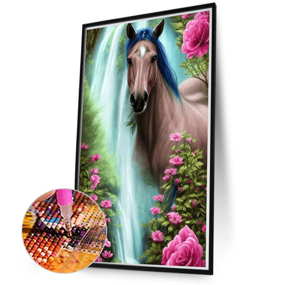 Waterfall Horse - Full Round Drill Diamond Painting 45*70CM