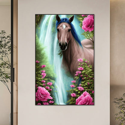 Waterfall Horse - Full Round Drill Diamond Painting 45*70CM