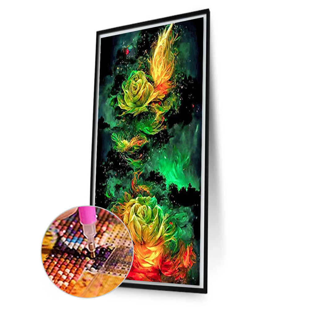 Aurora Green Flowers - Full Square Drill Diamond Painting 40*70CM