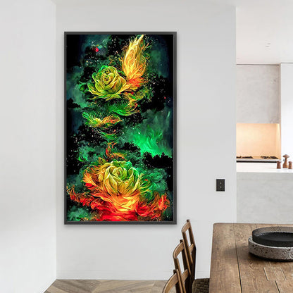 Aurora Green Flowers - Full Square Drill Diamond Painting 40*70CM