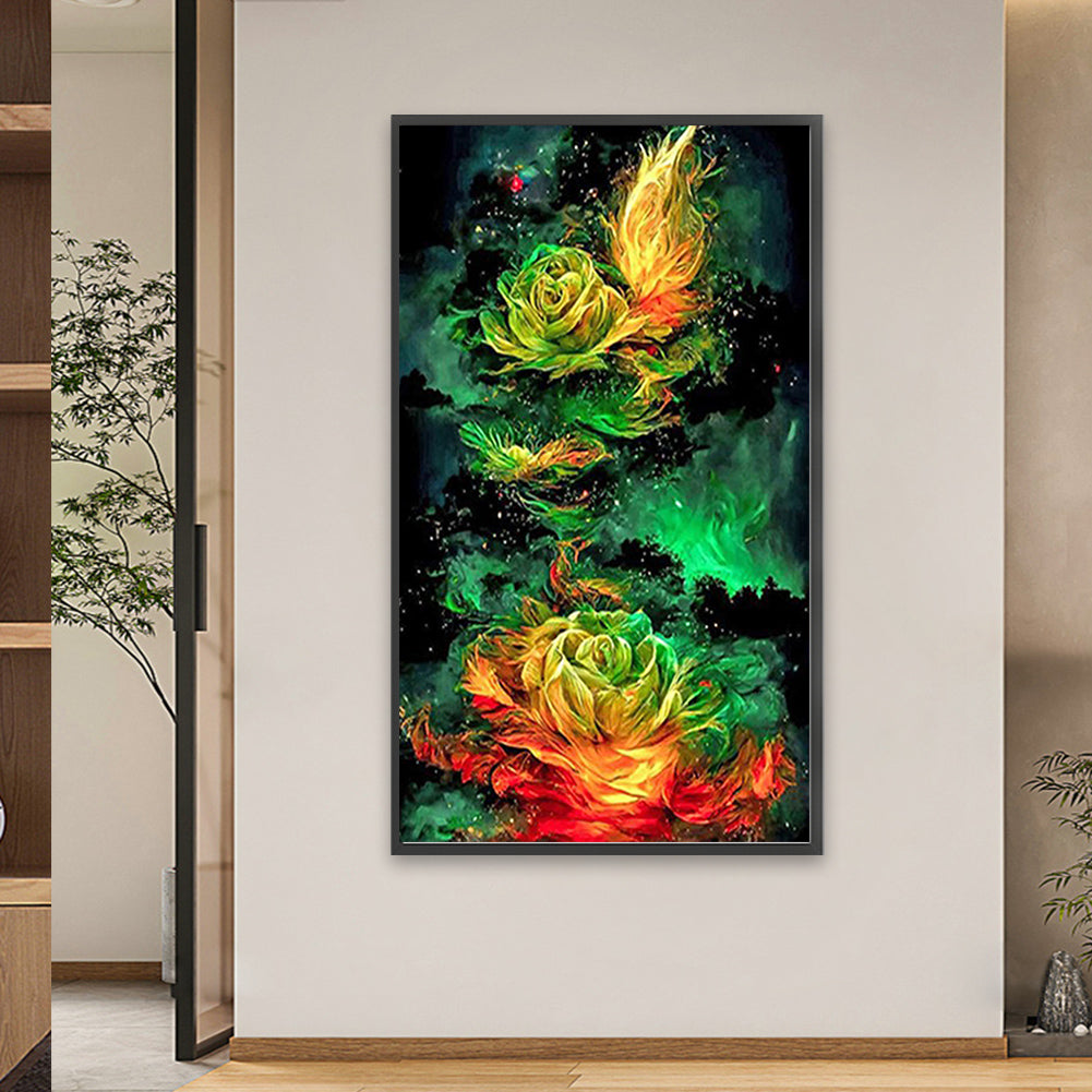 Aurora Green Flowers - Full Square Drill Diamond Painting 40*70CM