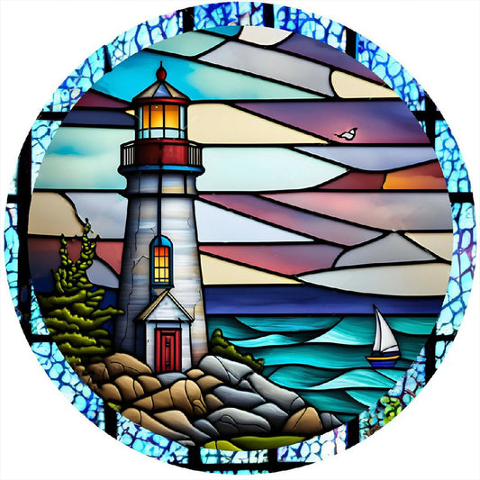 Lighthouse Glass Painting - Full Round Drill Diamond Painting 30*30CM