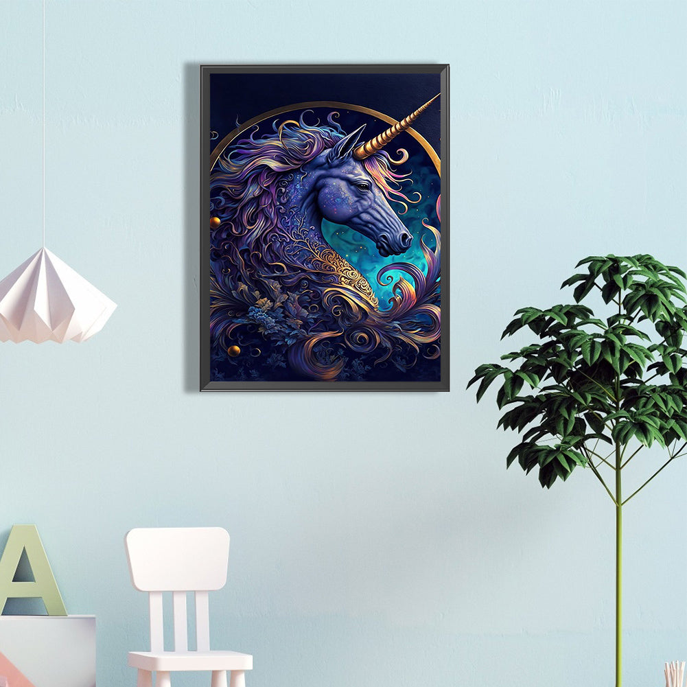 Colorful Purple Unicorn - Full Round Drill Diamond Painting 40*60CM