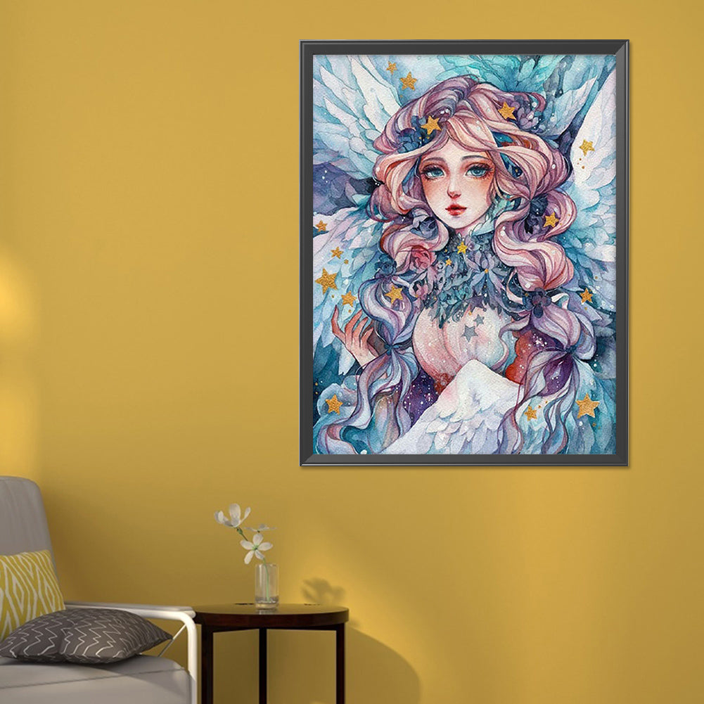 Long Curly Hair Girl - Full Round Drill Diamond Painting 50*60CM