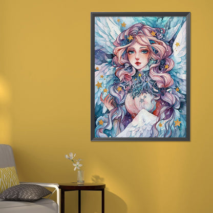 Long Curly Hair Girl - Full Round Drill Diamond Painting 50*60CM