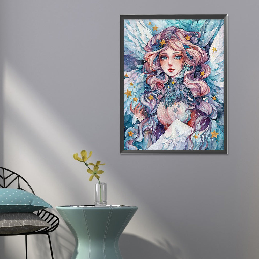 Long Curly Hair Girl - Full Round Drill Diamond Painting 50*60CM