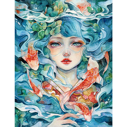 Goldfish Girl - Full Round Drill Diamond Painting 50*60CM